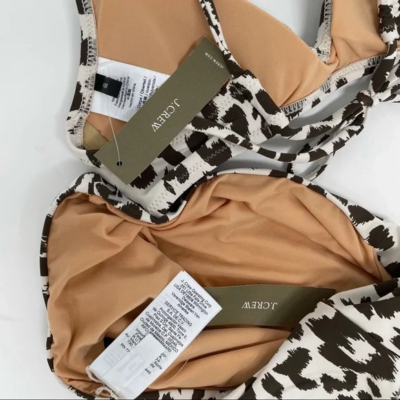 J Crew French Cross back High Cut Waist Bikini in Leopard Size XS NWT